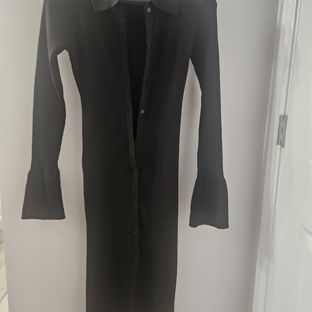 MICAS Elegant Black Long Sleeve Dress